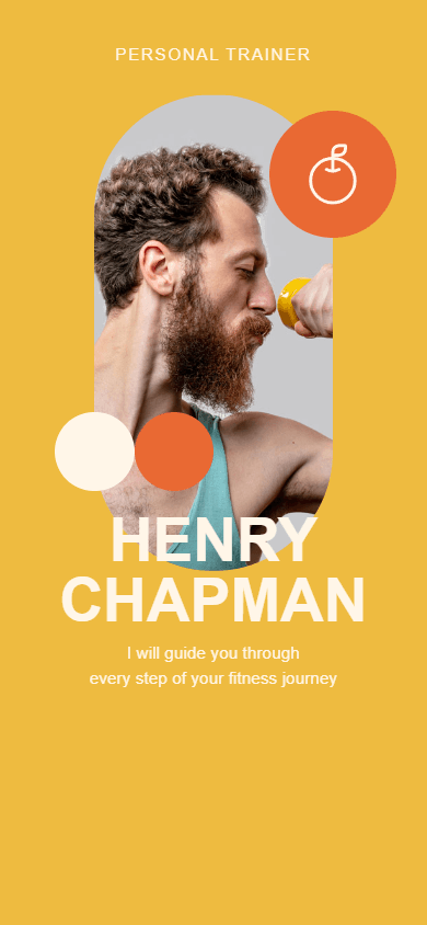 Custom block layout on a Taplink page showcasing a personal trainer hero banner
