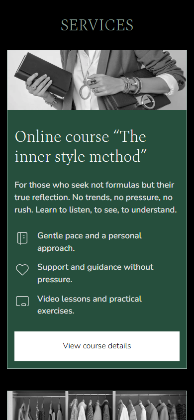 Middle of a stylist’s link-in-bio page built with Taplink