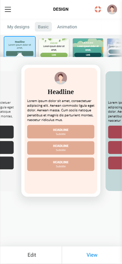 A light orange design theme in Taplink