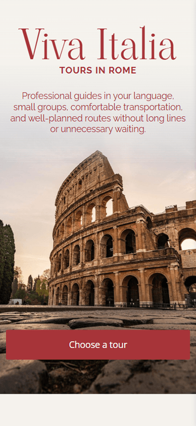 Top section of a tour agency page built with Taplink as an Lnk.Bio alternative