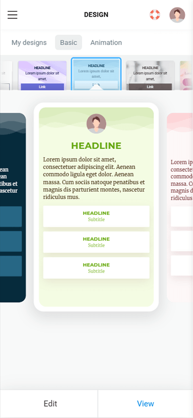 A light green theme in Taplink