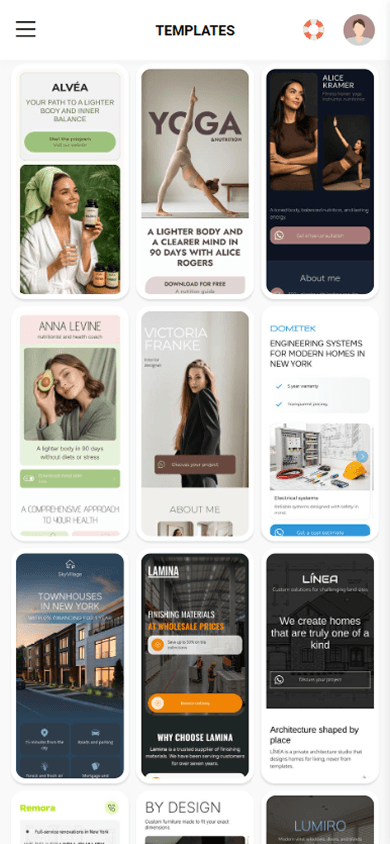 Second set of Taplink page templates