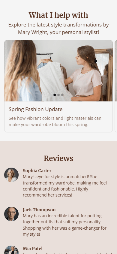 Middle section of an AI-generated Taplink page