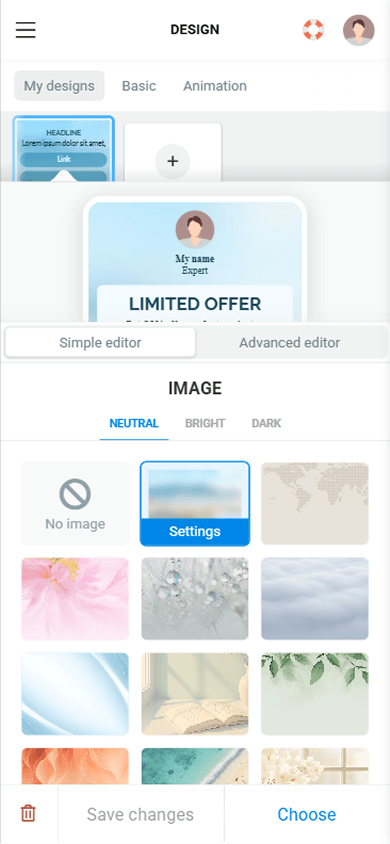 Simple Taplink design editor for basic website customization