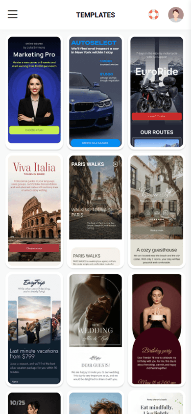 First set of Taplink page templates
