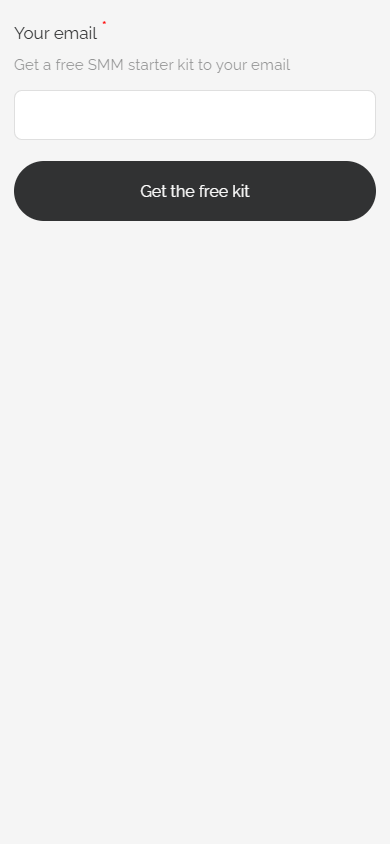 A newsletter signup form on the Taplink page