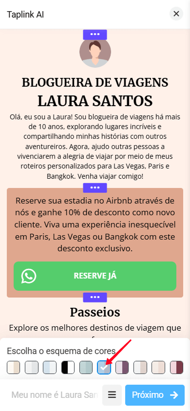 Uma página em tom laranja na interface do Taplink AI