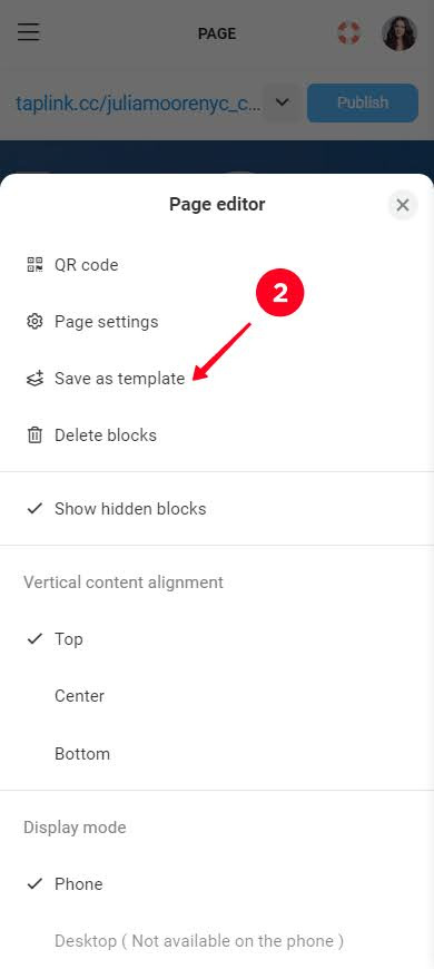 Choosing Save as template on the list