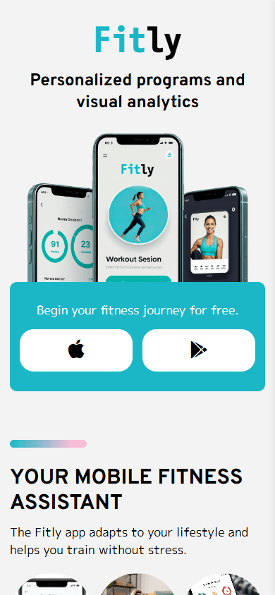 Mobile app’s landing page created with the Taplink page builder