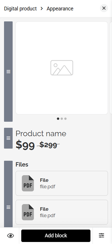 Digital product appearance customization in Taplink