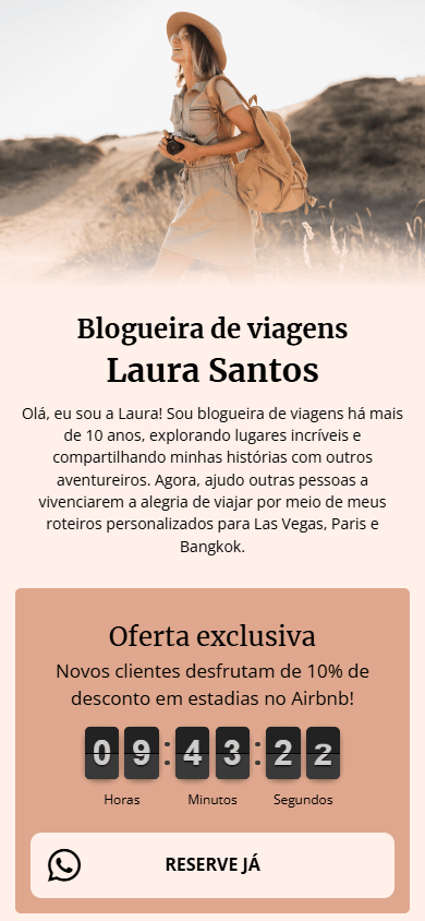 O topo da página criada com o Taplink AI