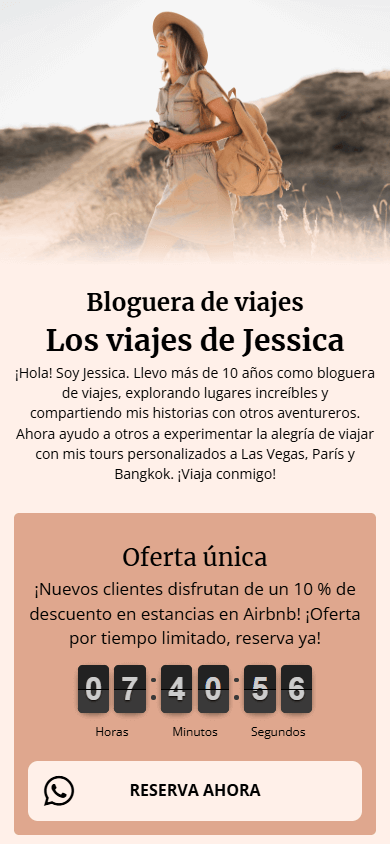 La parte superior de la página creada con Taplink AI