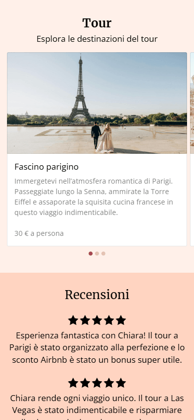 La parte centrale della pagina generata con Taplink AI