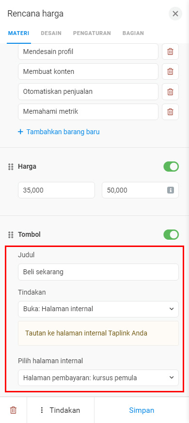 Halaman pembayaran di Stripe dengan bidang penerima dan jumlah yang telah diisi sebelumnya