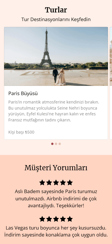 Taplink AI ile oluşturulan sayfanın orta kısmı