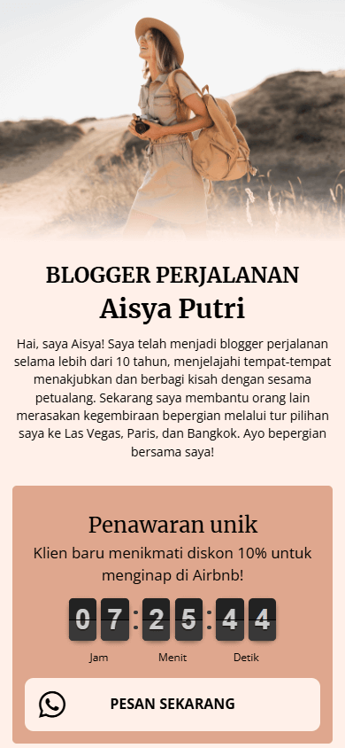 Bagian atas halaman dibuat dengan Taplink AI