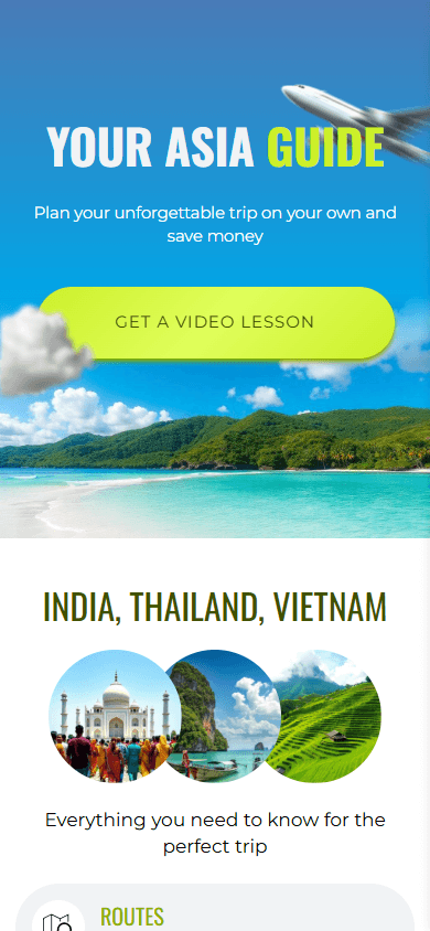 Travel agency’s landing page created with Taplink