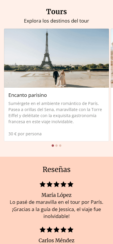 La parte media de la página generada con Taplink AI
