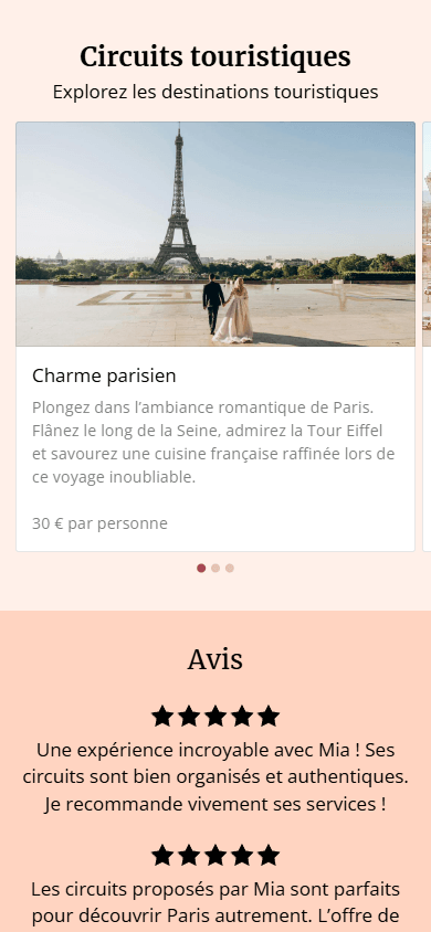 Le milieu de la page générée avec Taplink AI