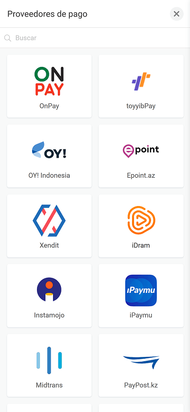 Segunda parte de los proveedores de pago de Taplink