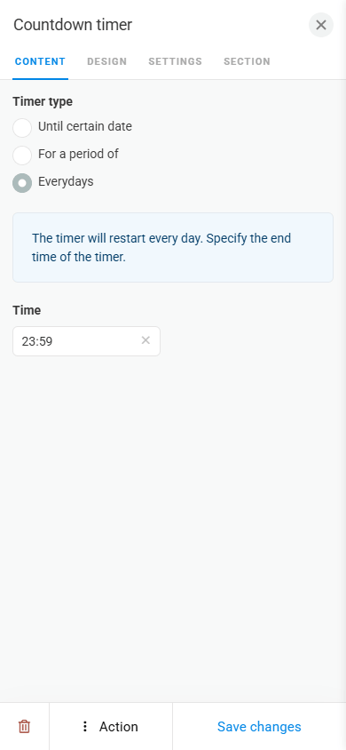 Timer block parameter page in Taplink
