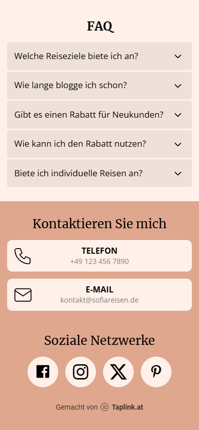 Eine mit künstlicher Intelligenz generierte Taplink-Seite