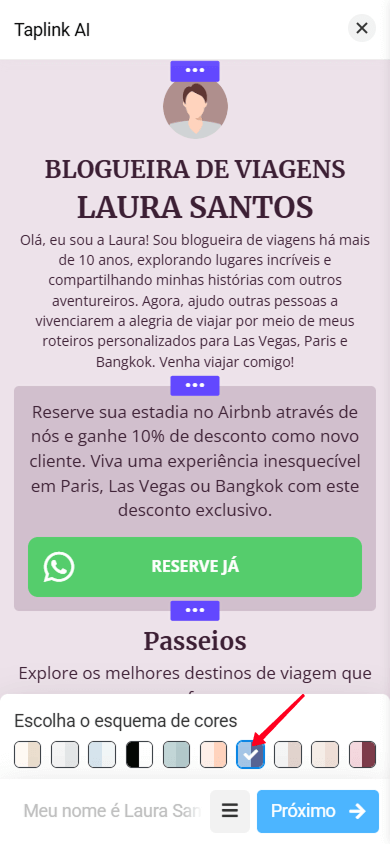 Uma página do Taplink AI com um esquema de cores rosa