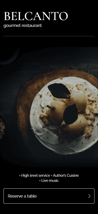 A gourmet restaurant’s bio link page created with Taplink