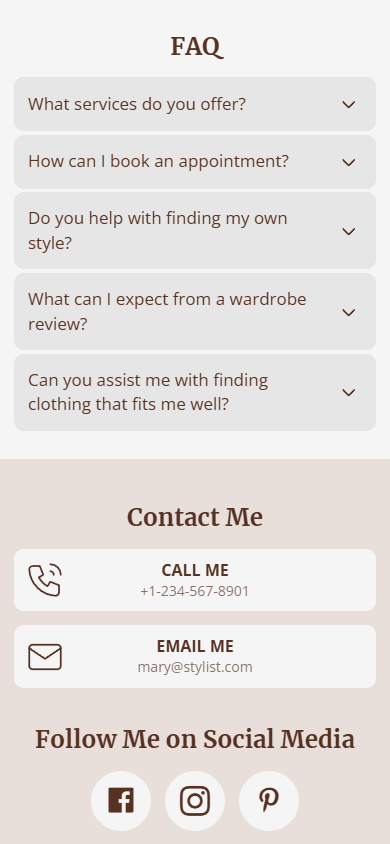 Bottom section of an AI-generated Taplink page