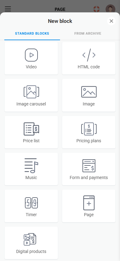 Second part of the Taplink content blocks