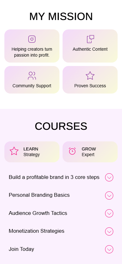 The bottom of the link in bio page created with Taplink