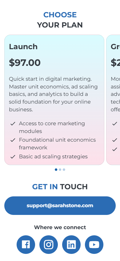 Bottom of the digital marketer’s page created with Taplink AI