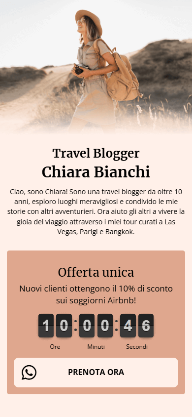 La parte superiore della pagina creata con Taplink AI