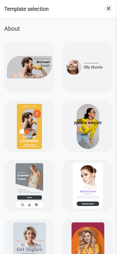 Custom block templates to create an About section in Taplink