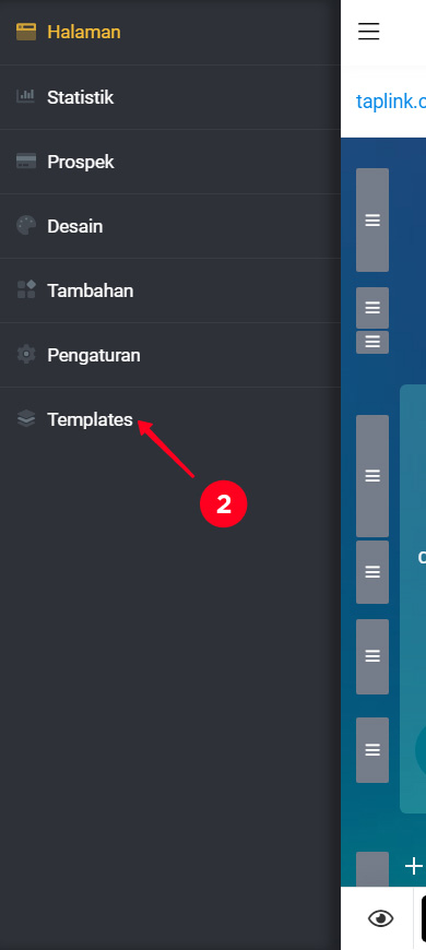 Memilih Template di menu Taplink