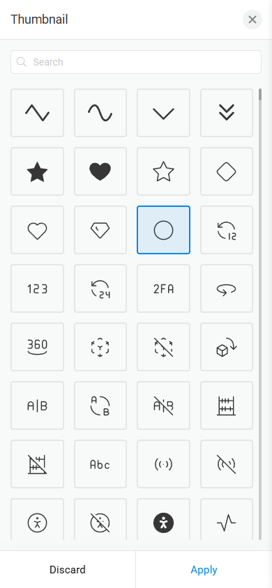 An icon library in the divider settings